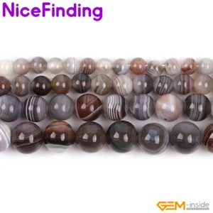 Big Hole 1.2mm Brown Botswana Agate Natural Onyx Loose Beads Jewelry Making 15" - Picture 1 of 32