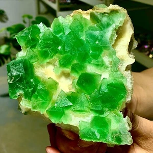 1.41LB Rare natural transparent green cubic fluorite crystal sample/China - Picture 1 of 23