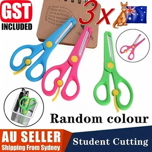 3PCS Student Protective Cutting Craft Hand Kids Tool Scissors Paper Cut DIY New - Picture 1 of 11