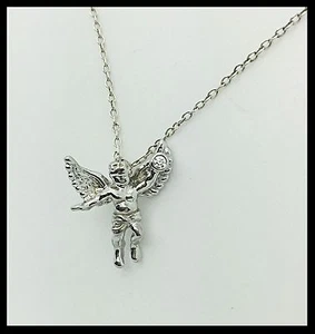 Petite 18k Gold Cupid Angel Pendant with Diamond - Picture 1 of 3