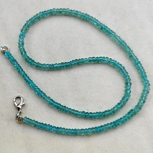 Natural Green Apatite Gems 4 mm Size Smooth Rondelle Shape Beads 16" Necklace - Picture 1 of 6