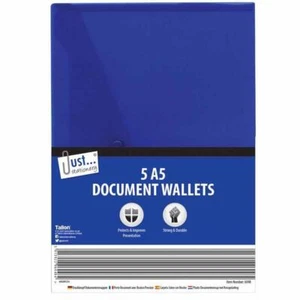 Document Wallets - 5 Pack A5 Size Document Wallet Folder Presentation Paperwork - Picture 1 of 1