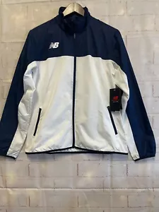 NWT- New Balance Athletic Jacket, White Navy, Full Zip, Pockets, Women Medium, - Picture 1 of 13