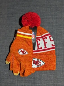 Kansas City Chiefs Winter Beanie And Gloves Combo Official NFL Apparel - Picture 1 of 3