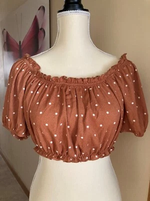 Crop top marron con lunares Lefties talla M nuevo con etiquetas - Imagen 1 de 4