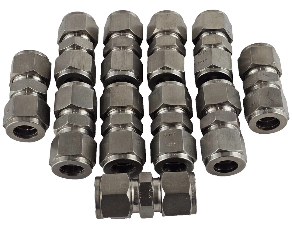 NEW Brennan N2403-08-08-SS Straight Union 1/2" x 1/2" OD Tube Lot of 11 - Image 1 of 4