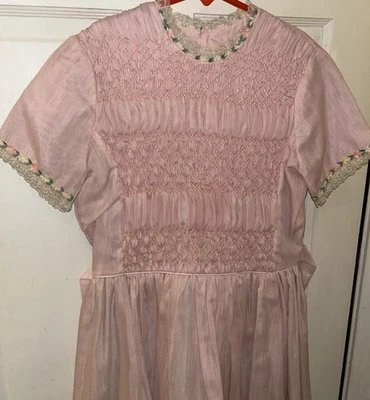 Vestido Vintage Años 50 Polly Flinders Jóvenes Niñas Talla 10 Rosa Calzoncillo Floral Foto 1 de 4