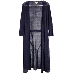 Eileen Fisher Long Cardigan Pullover mit Gürtel Gr. XS transparente Leinenmischung lila - Bild 1 von 7