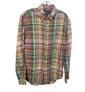 Camisa Ralph Lauren Para Hombres S Calce Clásico Madrás Mezcla de Lino a Cuadros L/S Multicolor - Imagen 1 de 13