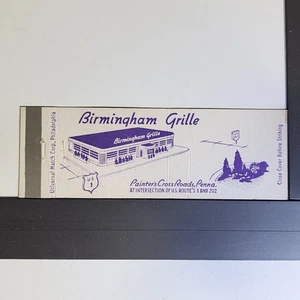 Birmingham Grille Painter's Cross Roads Penna Vintage Route 1 202 Matchbook - Imagen 1 de 2
