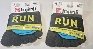 (2 PAIRS) Mens Small (Size 5-7.5) - INJINJI No Show Toe Socks Running NEW - Picture 1 of 3