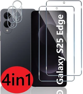 4in1 Samsung Galaxy S25 Edge 5G 2x 9h Schutzglas + 2x Kameraschutz Panzerfolie - Bild 1 von 11