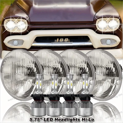 4pcs 5.75" Crystal LED Headlight For GMC C15/C1500 C25/C2500 C35/C3500 Pickup - Image 1 of 4