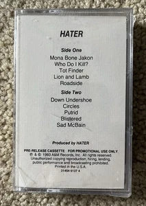 Sealed - HATER - Self Titled - Pre-Release Promo CASSETTE 1993 A&M 31454 * MINT - Picture 1 of 3