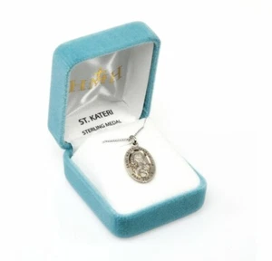 St. Kateri Tekakwitha 24 Inch Sterling Silver Necklace - Picture 1 of 2