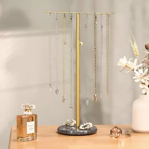 Jewelry Stand Necklace Holder, Adjustable Gold Metal Organizer for Long Neckl... - Picture 1 of 6