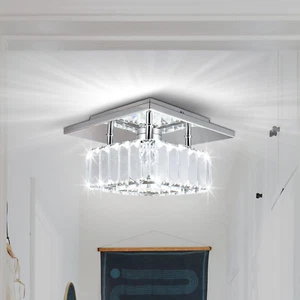 Mini Crystal Chandelier Big Crystal Ceiling Lamp Square LED Pendant Light for Ha - Picture 1 of 11