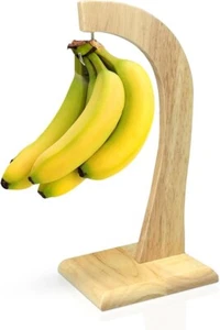 Banana Holder Stand with Rubber Wooden Stand Fruit Tree Stand with Metal Hook - Picture 1 of 6