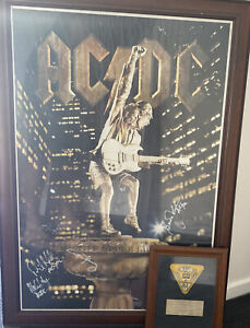 AC/DC signed poster Angus Malcolm With Concert Ticket And Backstage Pass