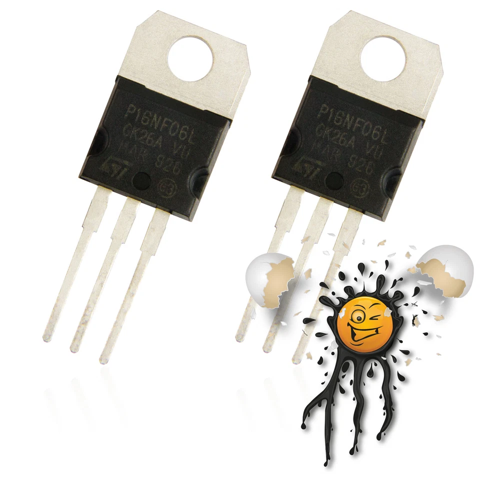 2 x STP16NF06L P16NF06L N canale N Chanel Mosfet 16A 60V TO220 STMicroelectronics