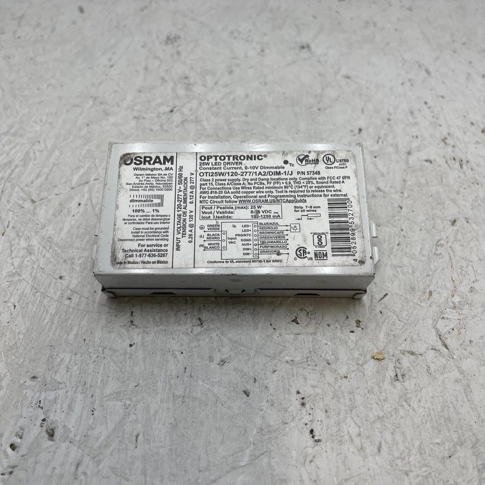 Osram Sylvania Led Driver 25-Watt OTI25W/120-277/1A2/DIM-1/J 57348  - Image 1 of 3