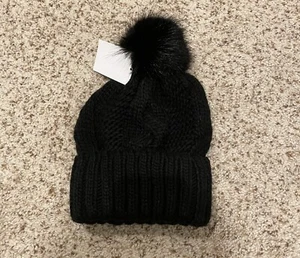 Women's Black Cable Knit Hat with Puffy PomPom- H&M - NWT! - Picture 1 of 2