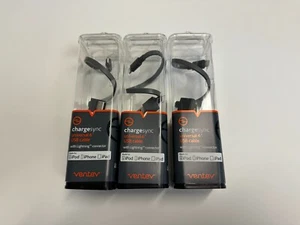 3-PACK - Ventev Lightning to USB Charge Cable 6in Gray MFI Certified - Brand New - Picture 1 of 9