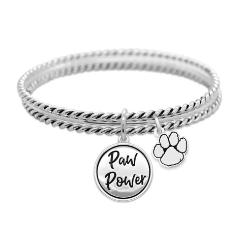 Clemson Tigers Paw Power Twist and Shout Silver Bracelet Jewelry Gift CU Cover