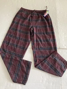 NWT Roundy Bay Men's Plaid Flannel Pajama Bottoms Sz L Elastic Drawstring Waist - Picture 1 of 12