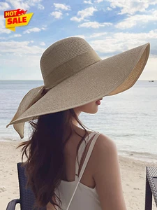 1 Stück Damen Schleife Dekor Sonnenschutz Boho Strohhut für Sommer Boho - Bild 1 von 14