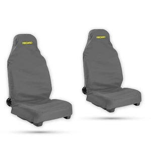 Recaro Bucket Seat Cover 1+1 Front Grey Waterproof Logo Printed Pair - Picture 1 of 1