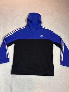 Adidas Boy's Fleece-Lined Hoodie Sweatshirt Blue Black Size Youth Large 14/16 - Picture 1 of 15