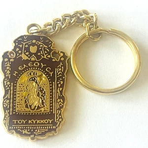 Schlüsselanhänger religiös Jesuskind Mutter Jungfrau Maria Kreuz goldfarben Emaille 2-seitig - Bild 1 von 10