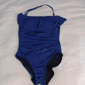 Lands End Swimwear Rouched Navy  Halter One-piece Swimsuit  Bathingsuit Size 10 - Picture 1 of 12