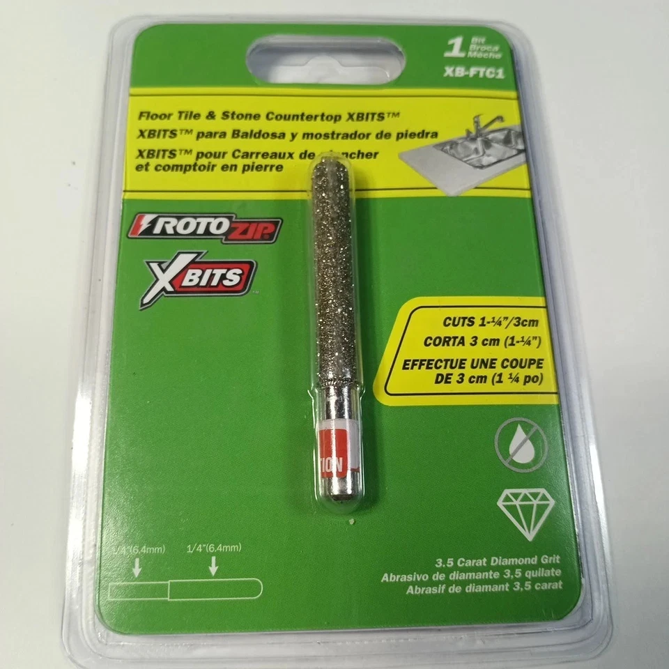 ROTOZIP X-BITS XB-FTC1 ENCIMERAS DE PISO Y AZULEJOS Y PIEDRA BROCA DE 1/4" - TOTALMENTE NUEVAS Foto 1 de 1
