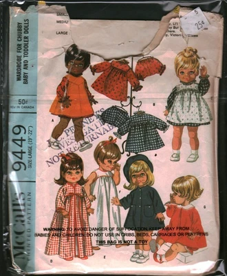 Vestido 9449 McCalls padrão de costura artesanato boneca bebê criança 19-22" OOP LG - Imagem 1 de 2