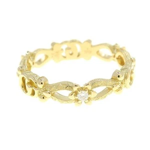 GUCCI 3P Diamond Interlocking G Logo Flower Ring size US7 18k Yellow Gold Auth - Picture 1 of 7