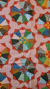 Vintage Red Dresden Plate Cotton Quilt Print 3 yards & 6 inches/34 inches wide - Picture 1 of 4