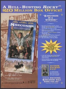 8 SECONDS - Original 1994 Trade AD / ADVERT _ Luke Perry _ Lane Frost _ rodeo - Picture 1 of 1