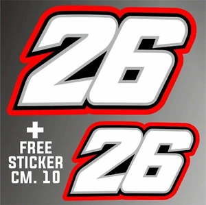 Aufkleber NUM. 26 Pedrosa Moto Autoaufkleber Aufkleber + 1 GRATIS STICKER CM. 10 - Bild 1 von 3