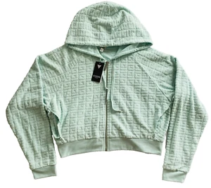 GUESS Ls Zen Logo Minty Meringue Sweatshirt Zip Up Hoodie Jacket Size XL NEW - Picture 1 of 10