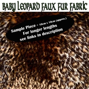 Leopard Fluffy Faux Fur Fabric 10cm x 10cm sample also sold by metre/yard - Picture 1 of 2