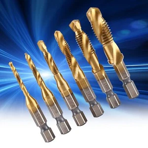 6x M3-M10 HSS Gewinde Metrisch Tap Bit Bohrer und Schraube 1/4' Sechskantschaft - Bild 1 von 12