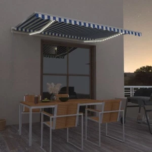 Automatische Markise mit LED & Windsensor 450x350 Blau und Weiß - Bild 1 von 9