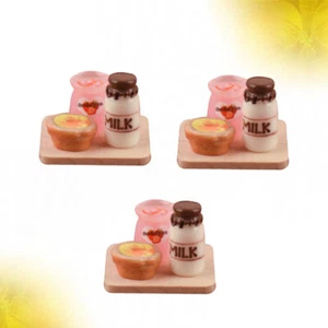 3 Pcs Mini-Frühstücksset Mini-Holzmilch Miniatur-Lebensmittelfiguren - Bild 1 von 11