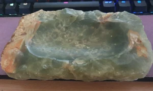 GRÜNER ONYX SEIFENSCHALE / ASCHENBECHER VINTAGE SCHWER - Bild 1 von 8