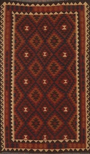 Tribal Traditional Geometric Kilim Area Rug Reversible Hand-Woven Carpet 5'x8' - Picture 1 of 10