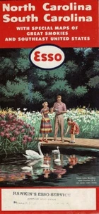 Mappa stradale Esso per North Carolina, South Carolina, Great Smokies 1956 auto Ford - Foto 1 di 5