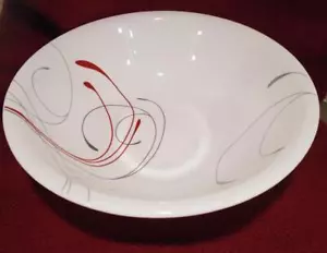 ❤️ Corelle SPLENDOR 2-Qt ROUND 10 1/4" SERVING BOWL *Energetic RED GRAY Scrolls - Picture 1 of 3