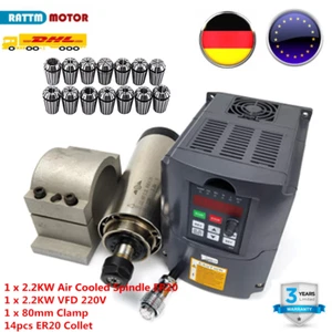 「DE」2.2KW Spindel VFD CNC Kit Luftgekühlt Air Cooled Spindle Motor ER20 24000rpm - Bild 1 von 15
